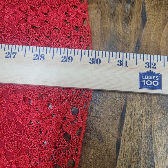 Red Lace Blouse by Ashley J Lined with Lace Outer; Polyester; Sz XL - Picture 4 of 10